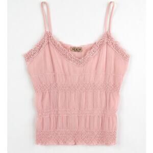 Y2K Pink Lace Sheer Cami Top Fairycore Coquette Babydoll Tank